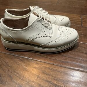 Women's Cream Brogue Loafers